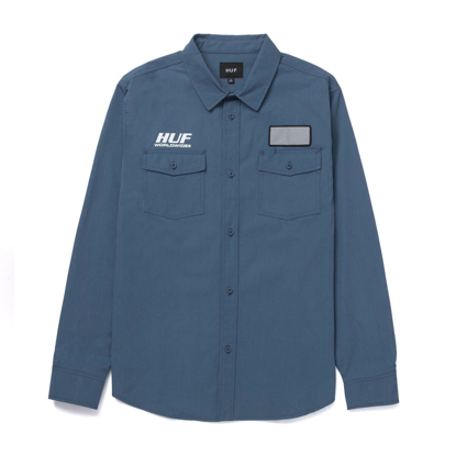 HUF PORTER L/S WORK SHIRT BLUE TEAL L