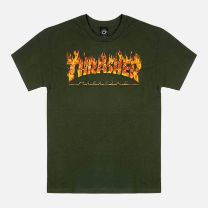 THRASHER MAGAZINE INFERNO T-SHIRT FOREST GREEN L