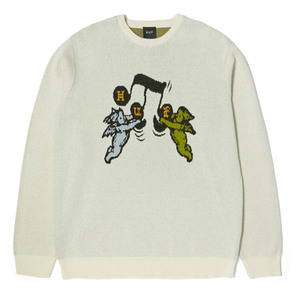 HUF SONG INTARSIA CREWNECK PULLOVER LINEN M