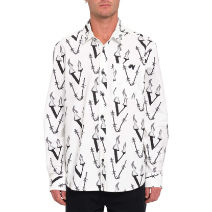 VOLCOM FERGADELIC WOVEN LONG SLEEVE WHITE XL