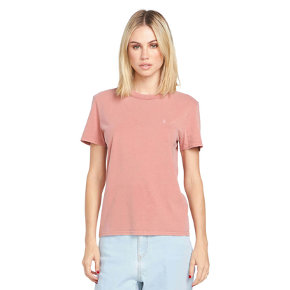 VOLCOM SOLID STONE EMB T-SHIRT MAUVE ROSE XS