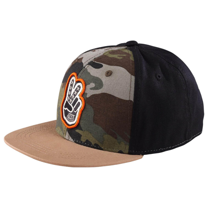 TROY LEE DESIGNS YOUTH PEACE OUT FLAT BILL SNAPBACK BLACK / FOREST CAMO YOUTH