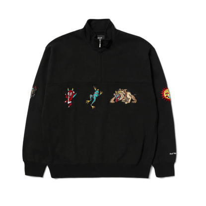 HUF BLEDSOE QUARTER ZIP FLEECE BLACK M