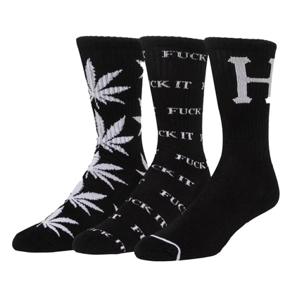 HUF HUF VARIETY 3 PACK SOCK BLACK/WHITE UNI