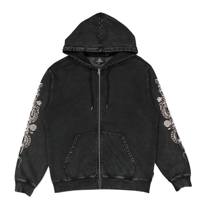 VOLCOM DIE BY THE STONE ZIP PULLOVER LIGHT ACID BLACK XL